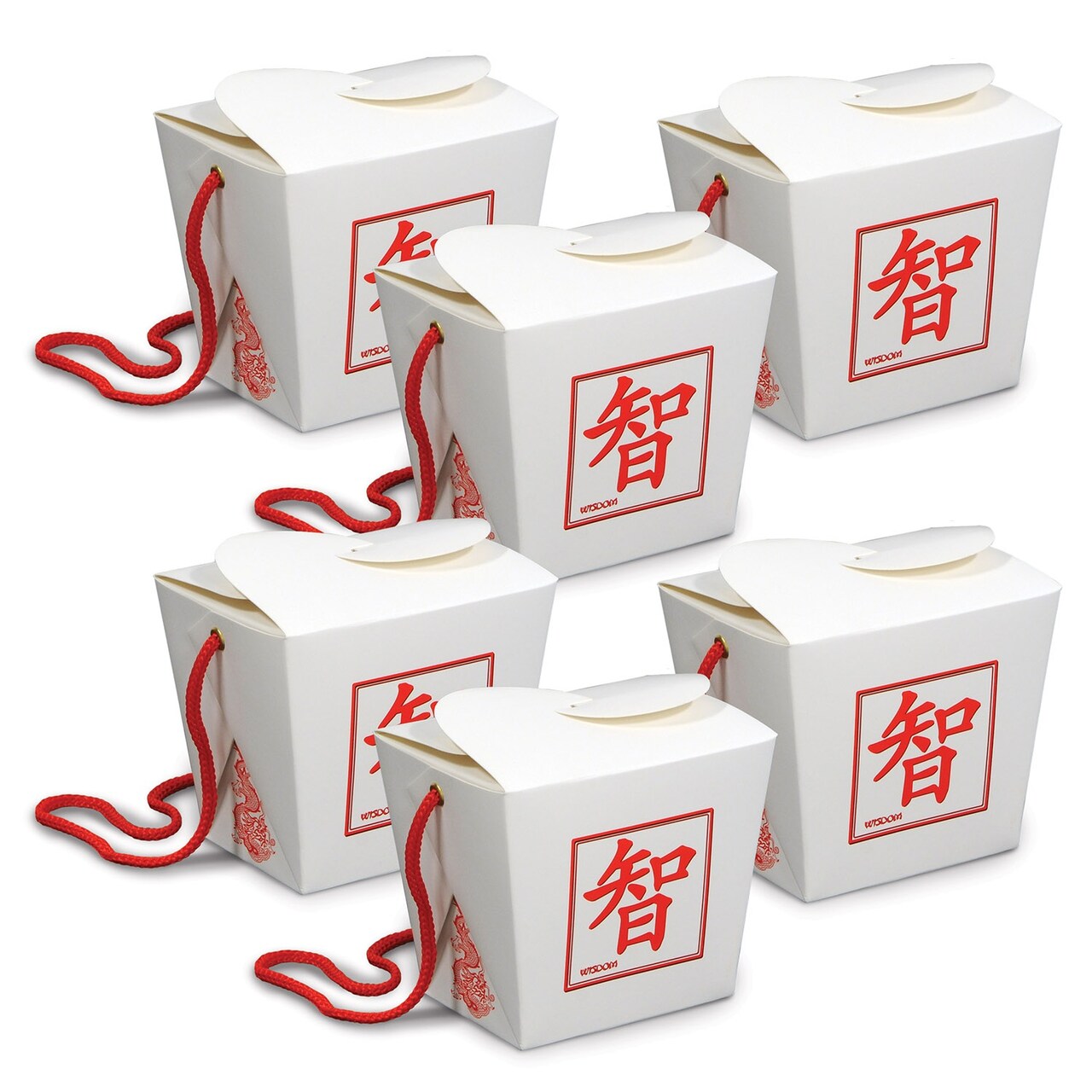 Beistle Pack of 12 White and Red Asian Favor Boxes - Pint 3.75”